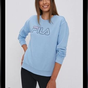 (M)🩵 Fila🩵 Sky Blue Crewneck Sweater With Side Pockets